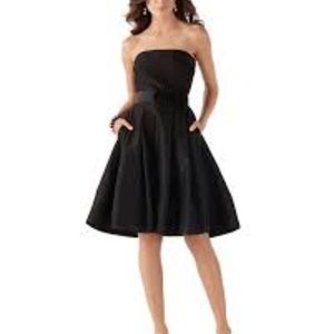 Black strapless fit and flare cocktail dress